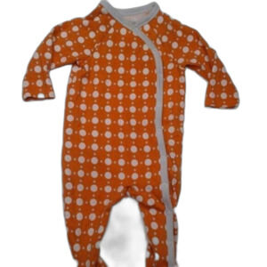 Giggle Baby Longsleeve Sleeper Sz 0-3M Orange with White PolkaDot Gray